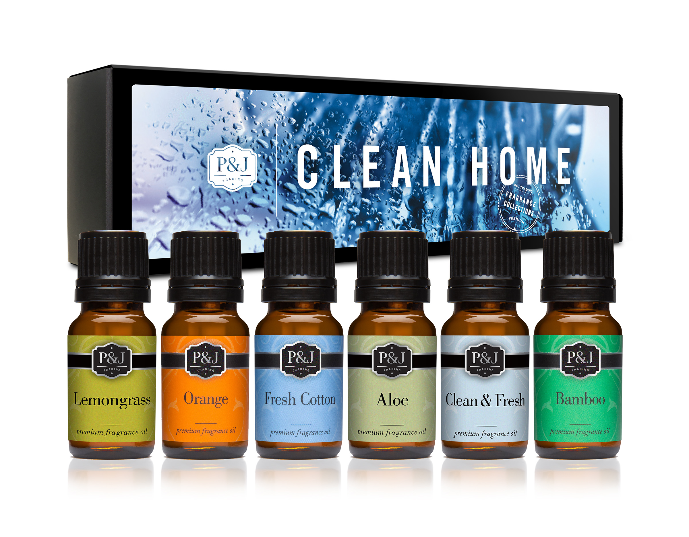 P&j Trading Fragrance Oil | Clean Home Set of 6 - Scented Oil for Soap Making, Diffusers, Candle Making, Lotions, Haircare, Slime, and Home Fragrance